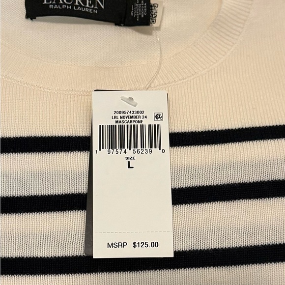 Ralph Lauren Cream and Black Striped Sweater - Picture 8 of 11